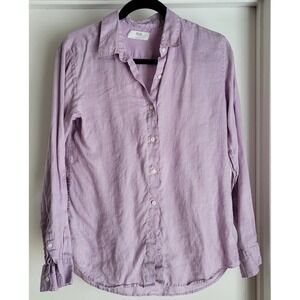 Uniqlo Women's Blouse Size S Purple Linen Lightweight Breathable